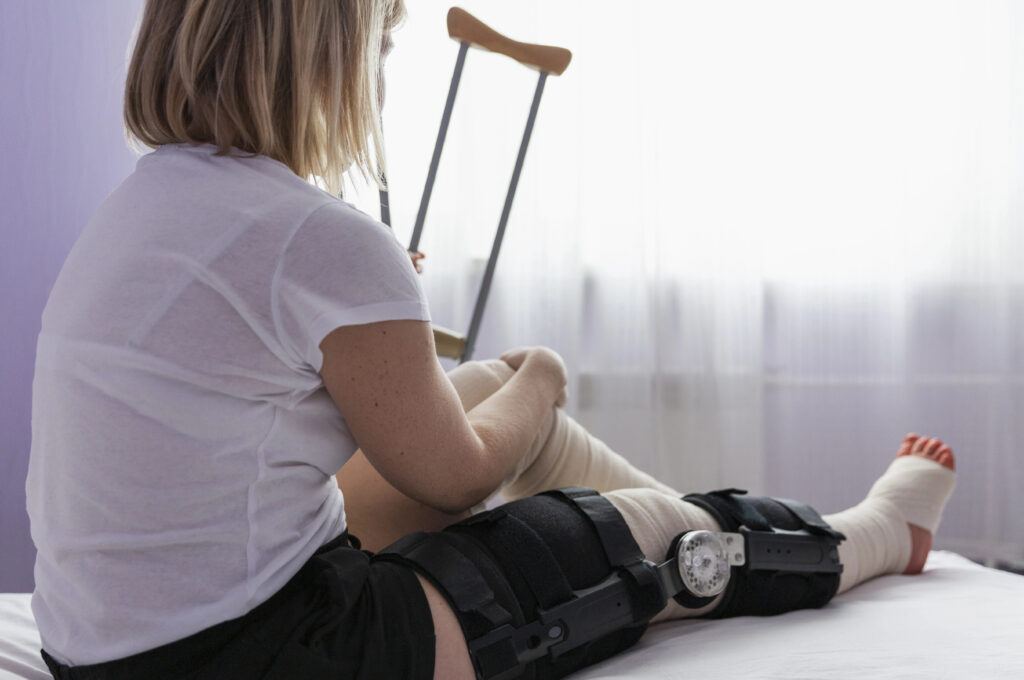 Knee injury victim